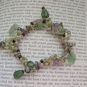 Green and Purple Beaded Bracelet